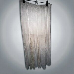 Boho Maxi with Lace Trim Sheer Layered Flowy White Peasant Skirt